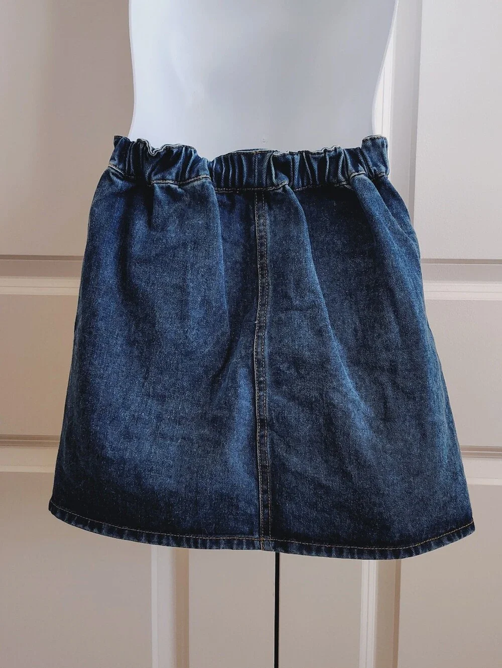Faux Button Jean Skirt